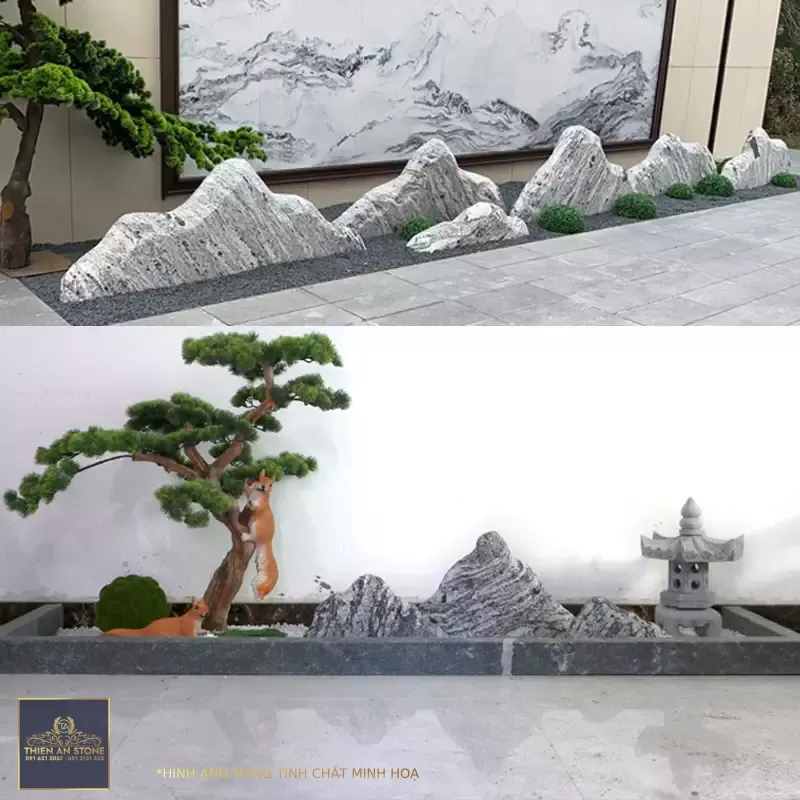 雪浪石切片组合造景枯山水景观石室内假山石风景石户外庭院泰山石-Taobao