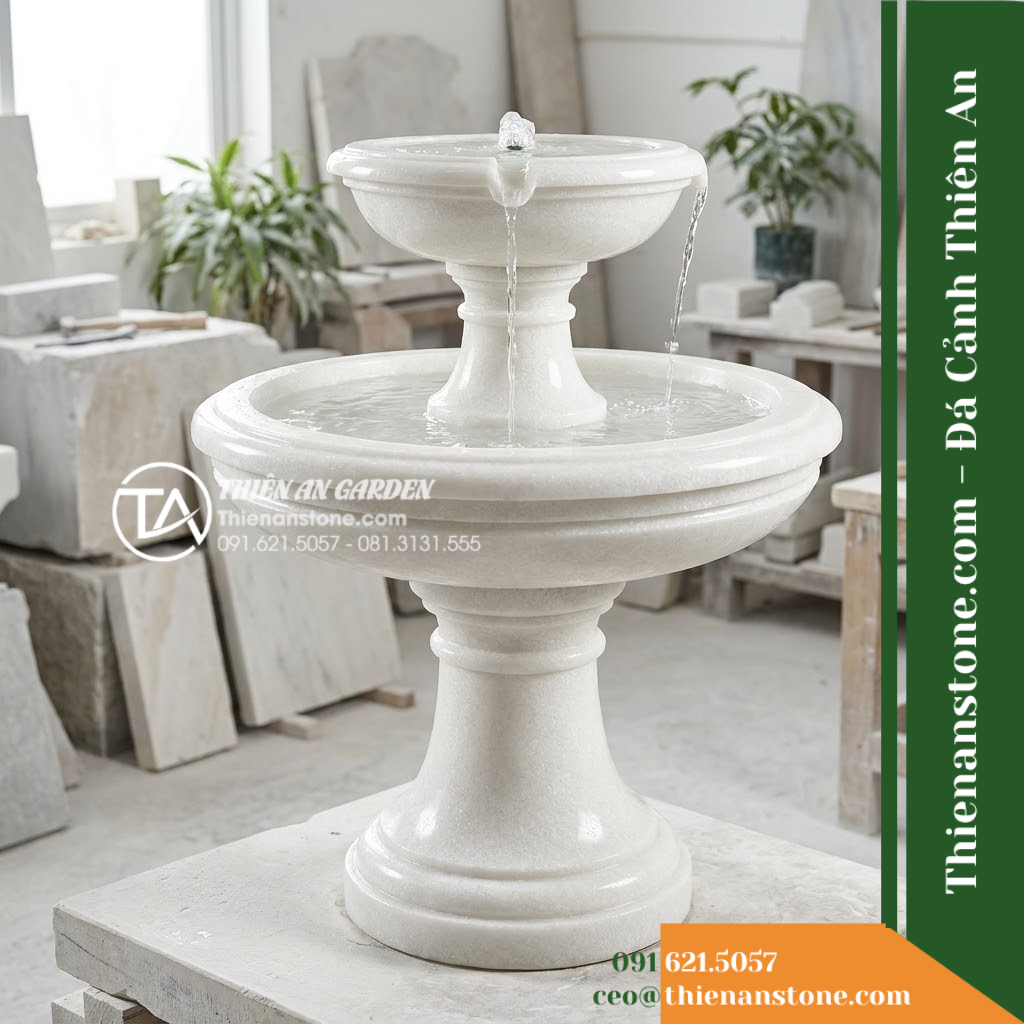 Đài Phun Khối Độc Bản Đổ Thô Tự Nhiên, D60cm Cao 1m