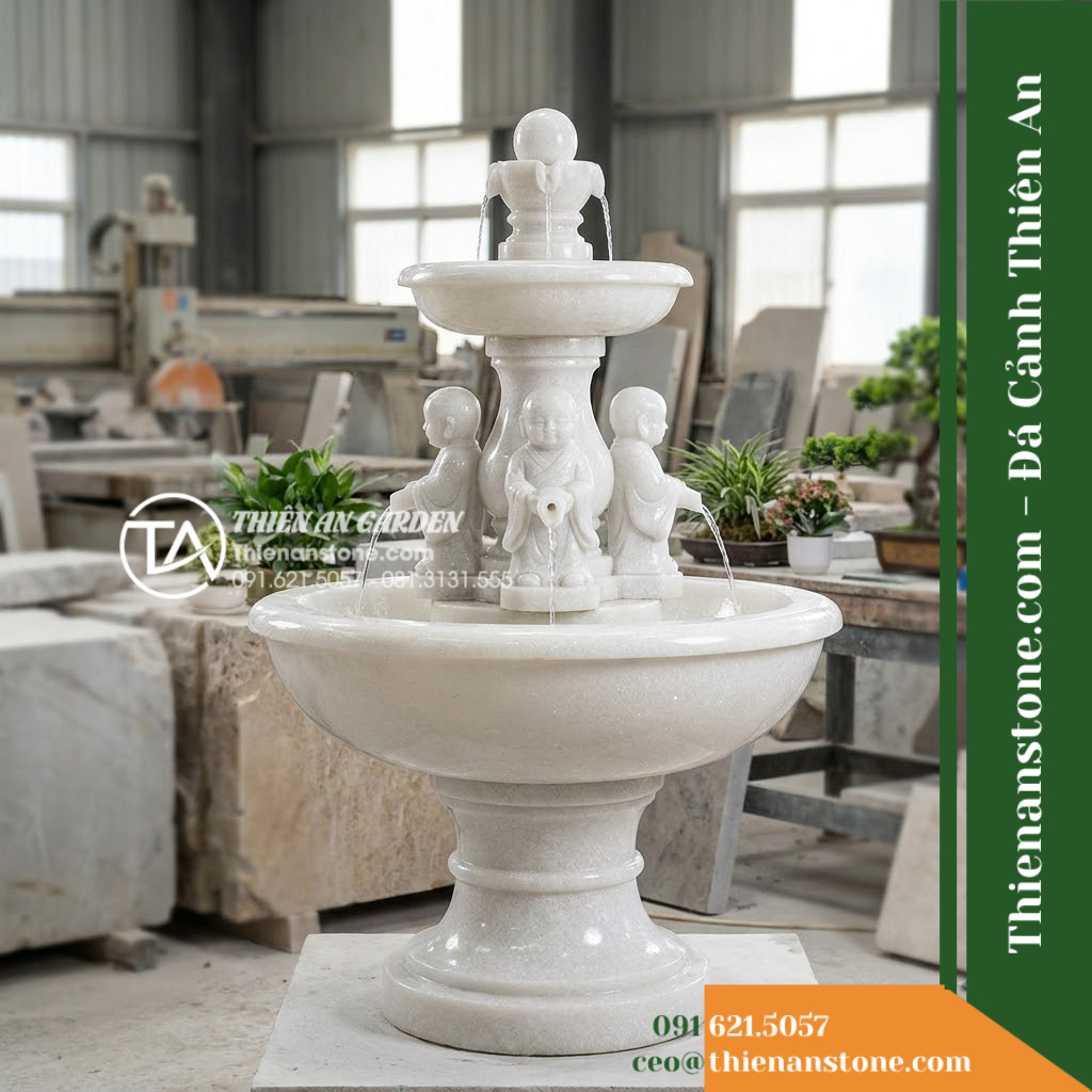 Đài Phun Tượng 4 Chú Tiểu Phun Nước, Bát D1.2m Cao 1.6m