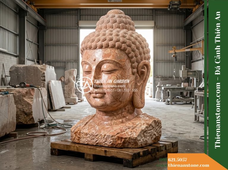 Đầu Tượng Phật Bằng Đá