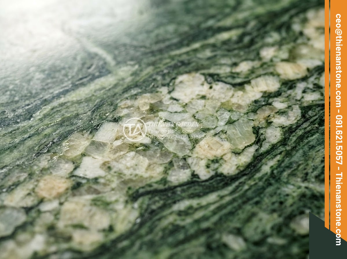 Bảng Hiệu Đá Tự Nhiên - Extreme close-up of polished granite stone surface showing quartz and feldspar m