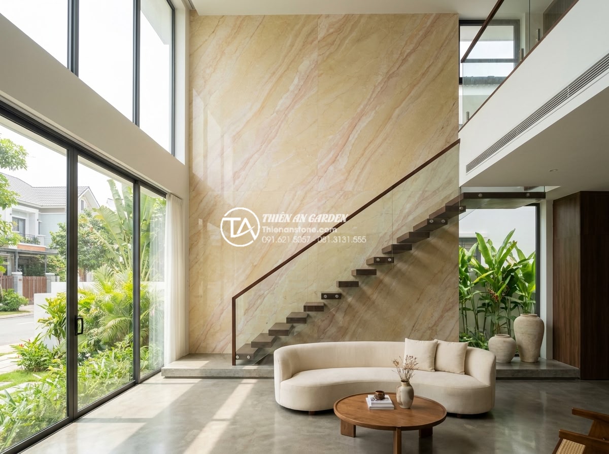 Đá Ốp Tường - Hình 42 Đá Ốp Tường - Contemporary architectural design featuring dramatic natural stone accent wall i