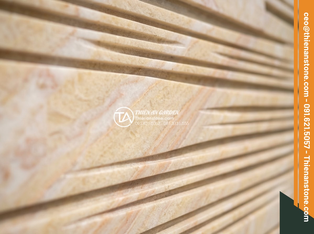 Đá Răng Lược - Hình 2 Đá Răng Lược - Close-up macro photography of comb-patterned natural stone wall texture, showing