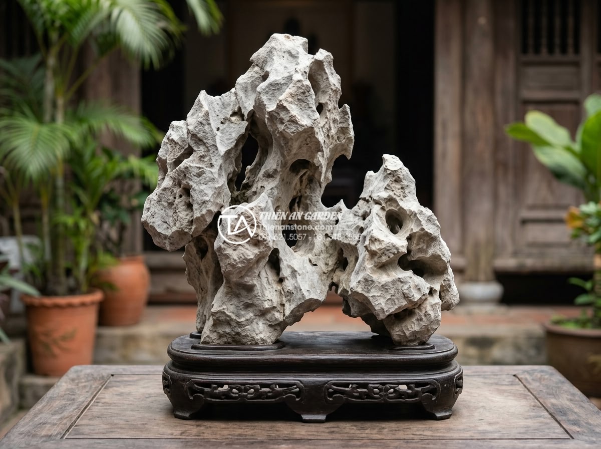 Đá Tai Mèo Làm Bonsai - Comparison display of different bonsai stones side by side, cat ear stone vs riv