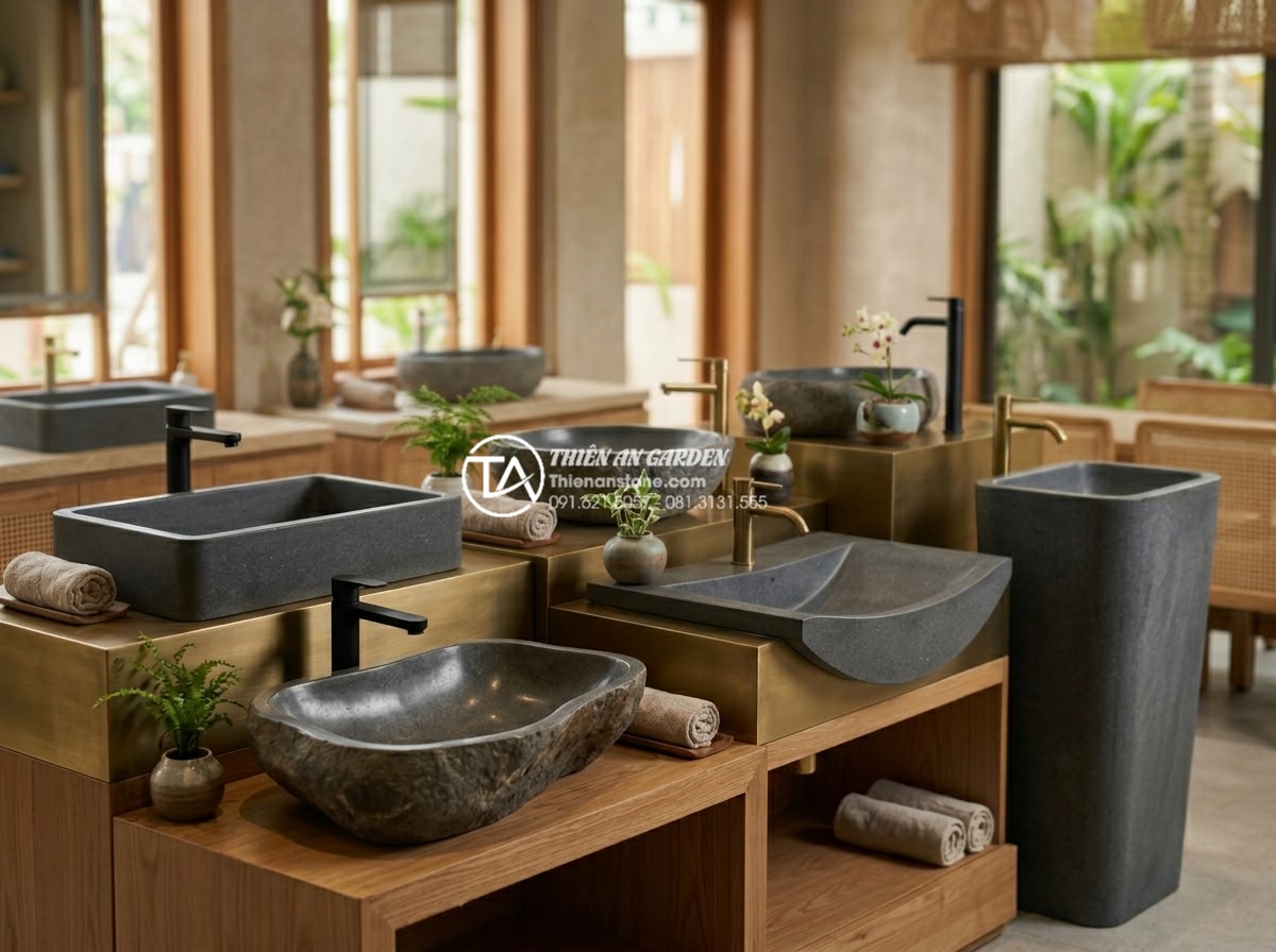 Lavabo Đá Tự Nhiên - Elegant final showcase of premium natural stone lavabo collection at Da Canh Thi