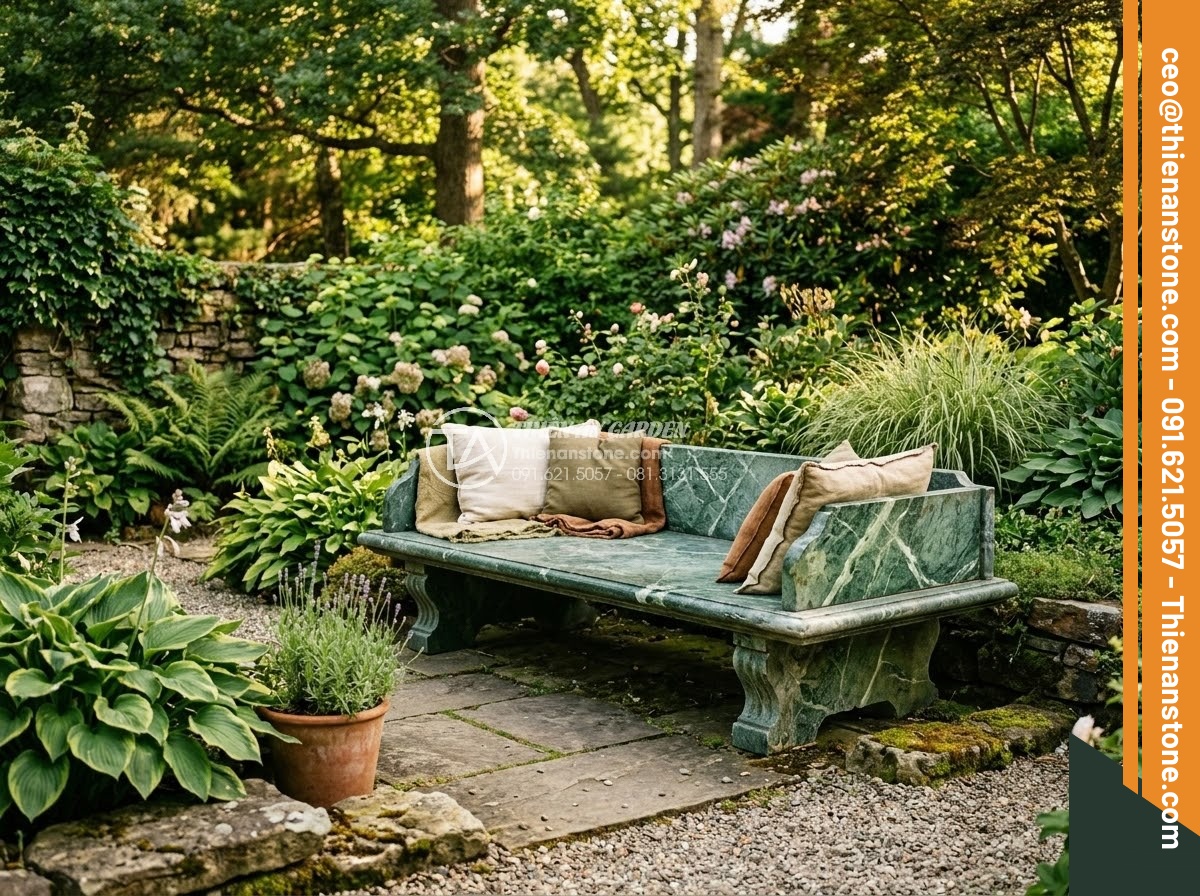 Sập Đá - Hình 27 Sập Đá - Stunning natural stone daybed in a perfectly manicured garden after 20 years of