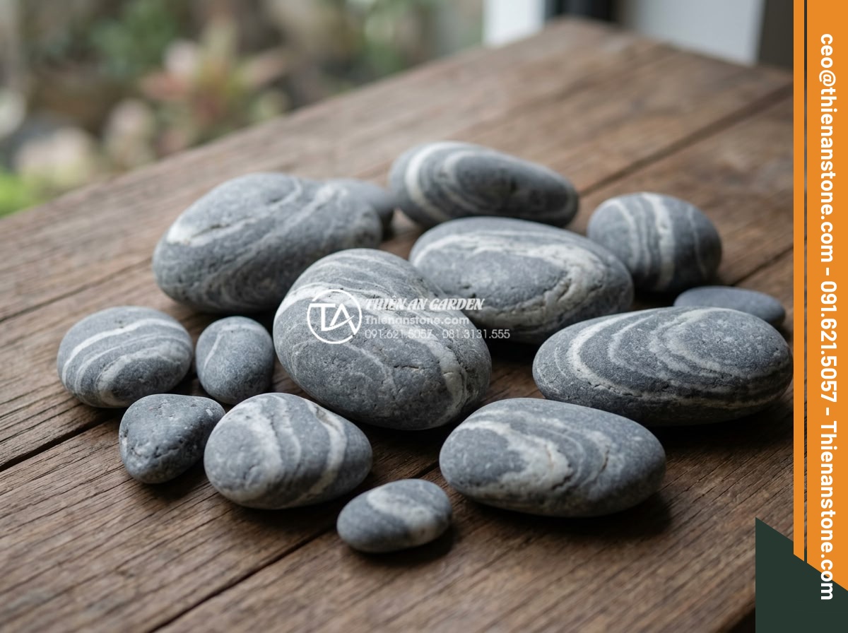 Thiết Kế Sân Vườn - Artistic arrangement of different natural stone types used in garden design disp