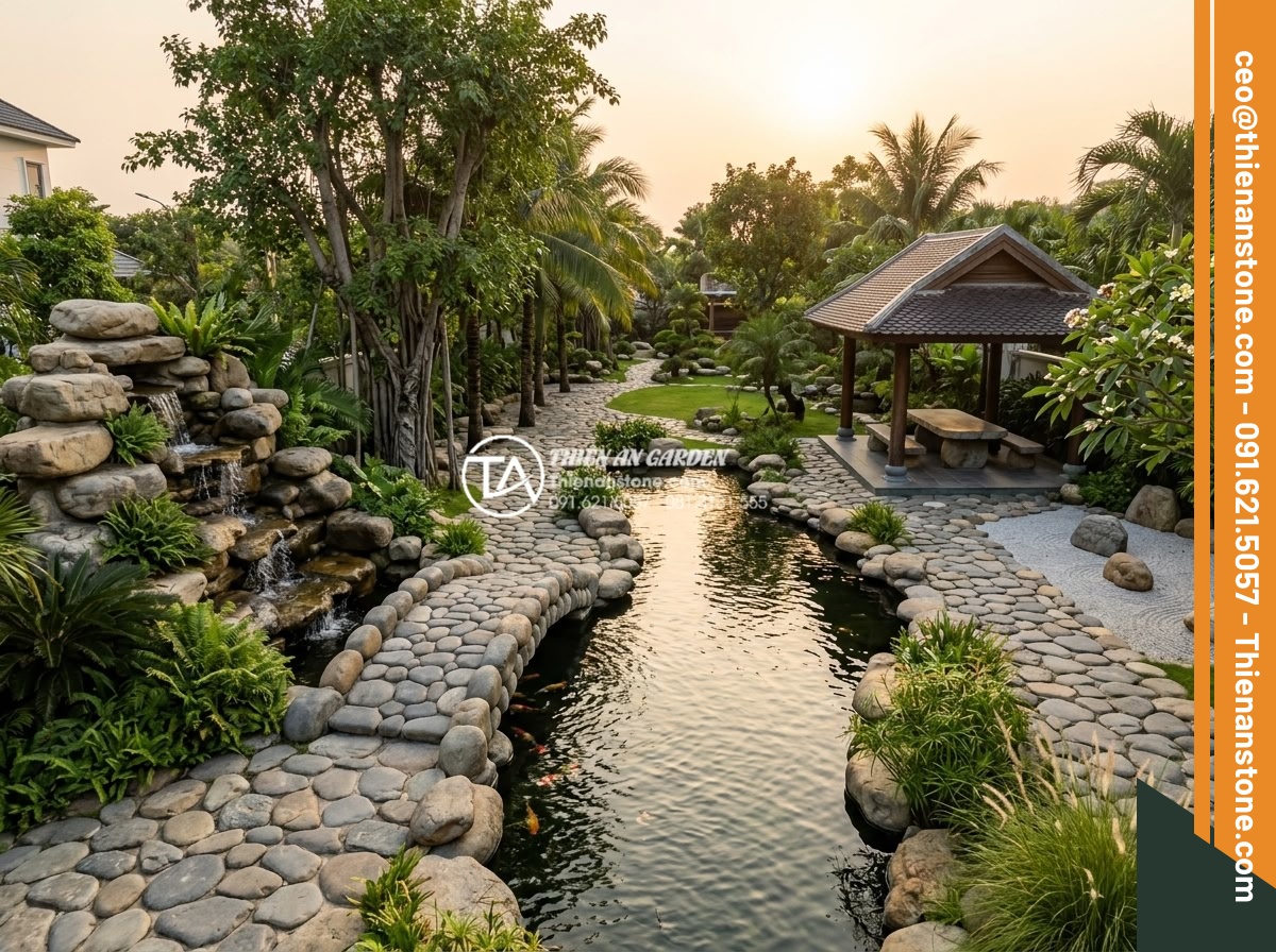 Thiết Kế Sân Vườn - Expansive luxury villa garden over 200 square meters with multiple garden rooms,