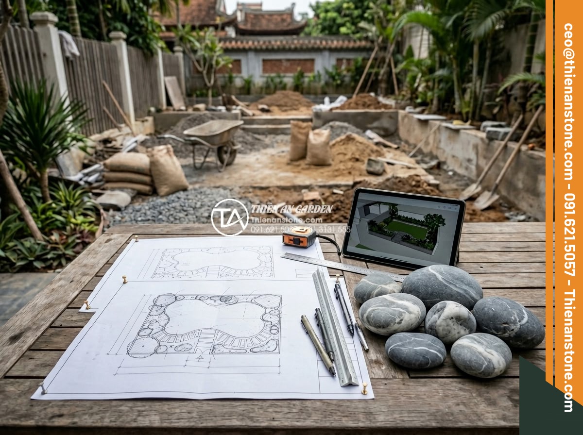 Thiết Kế Sân Vườn - Professional landscape design consultation meeting between designer and homeowne