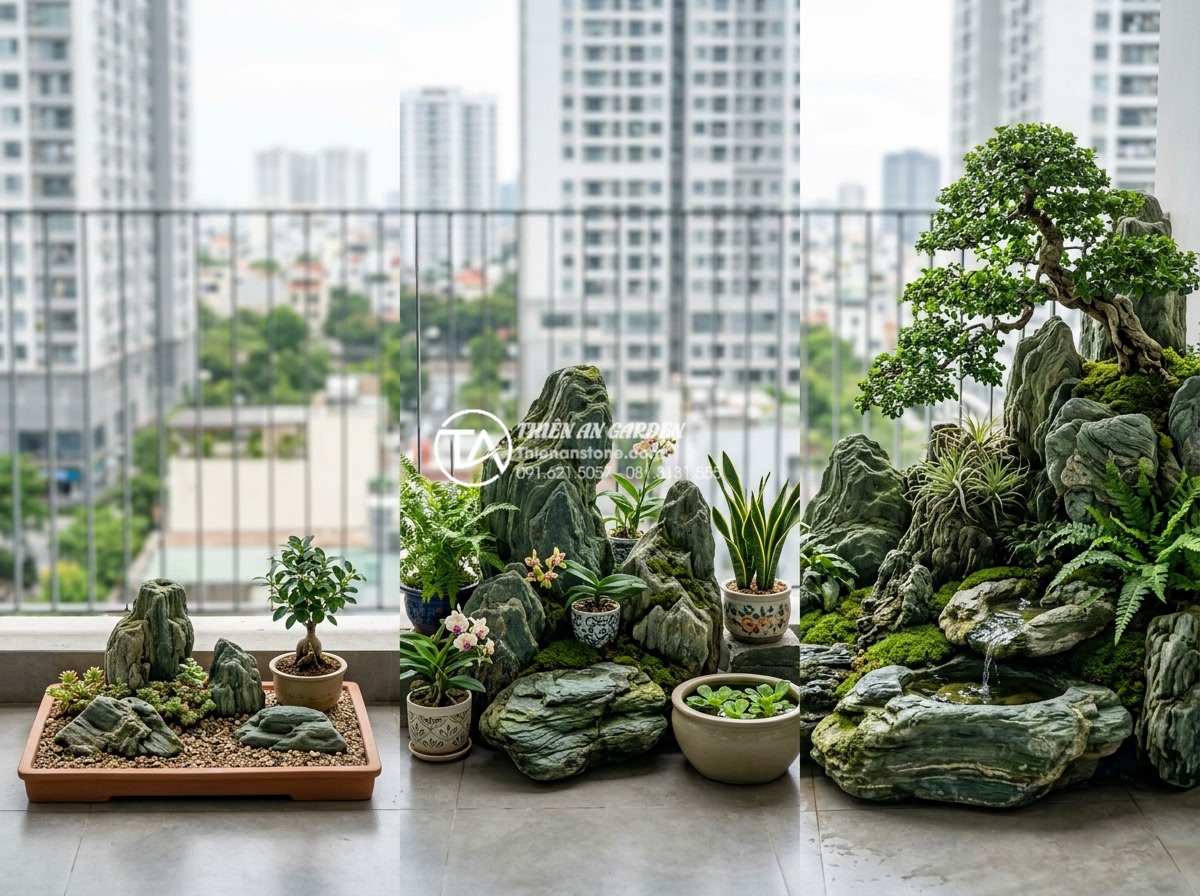 Tiểu Cảnh Ban Công - Showcase display of different budget levels of balcony garden designs from basic