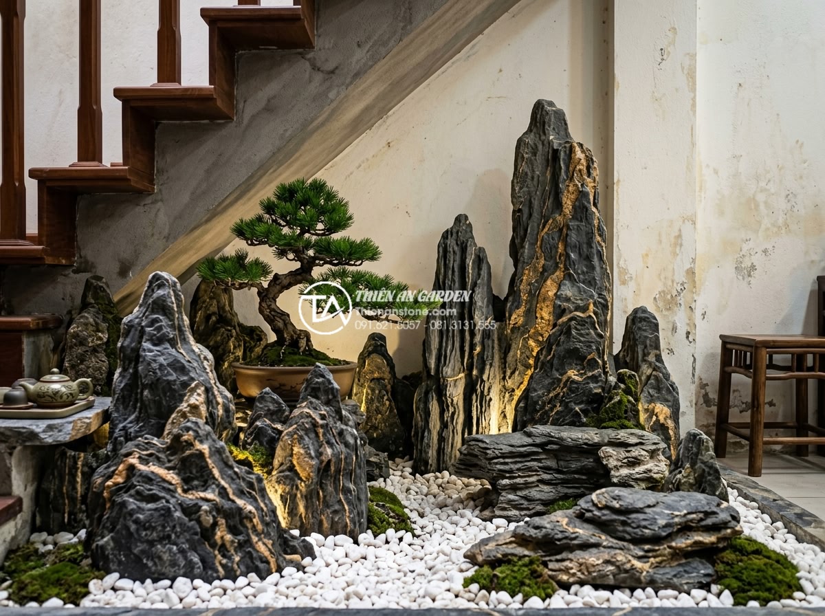 Tiểu Cảnh Gầm Cầu Thang - Small but elegant miniature garden under staircase in narrow Vietnamese townhous