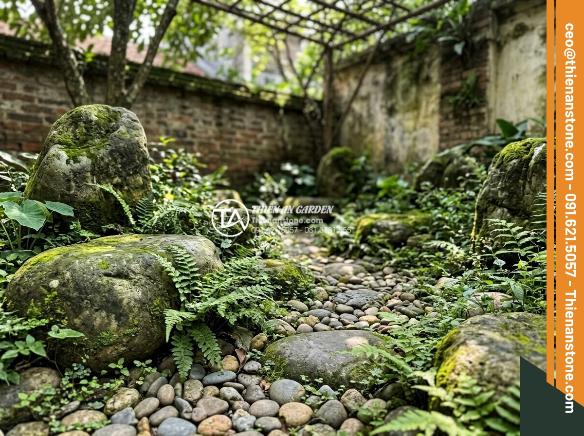 Tiểu Cảnh Góc Sân - Hình 38 Tiểu Cảnh Góc Sân - Trending 2025 corner garden design with naturalistic wild-look approach, moss-co