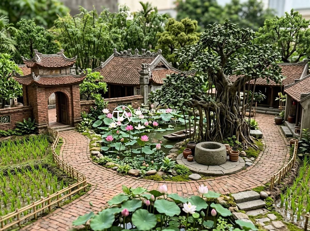 Tiểu Cảnh Làng Quê Bắc Bộ - Hình 11 Tiểu Cảnh Làng Quê Bắc Bộ - Ultra realistic Vietnamese northern village miniature landscape in tả thực style