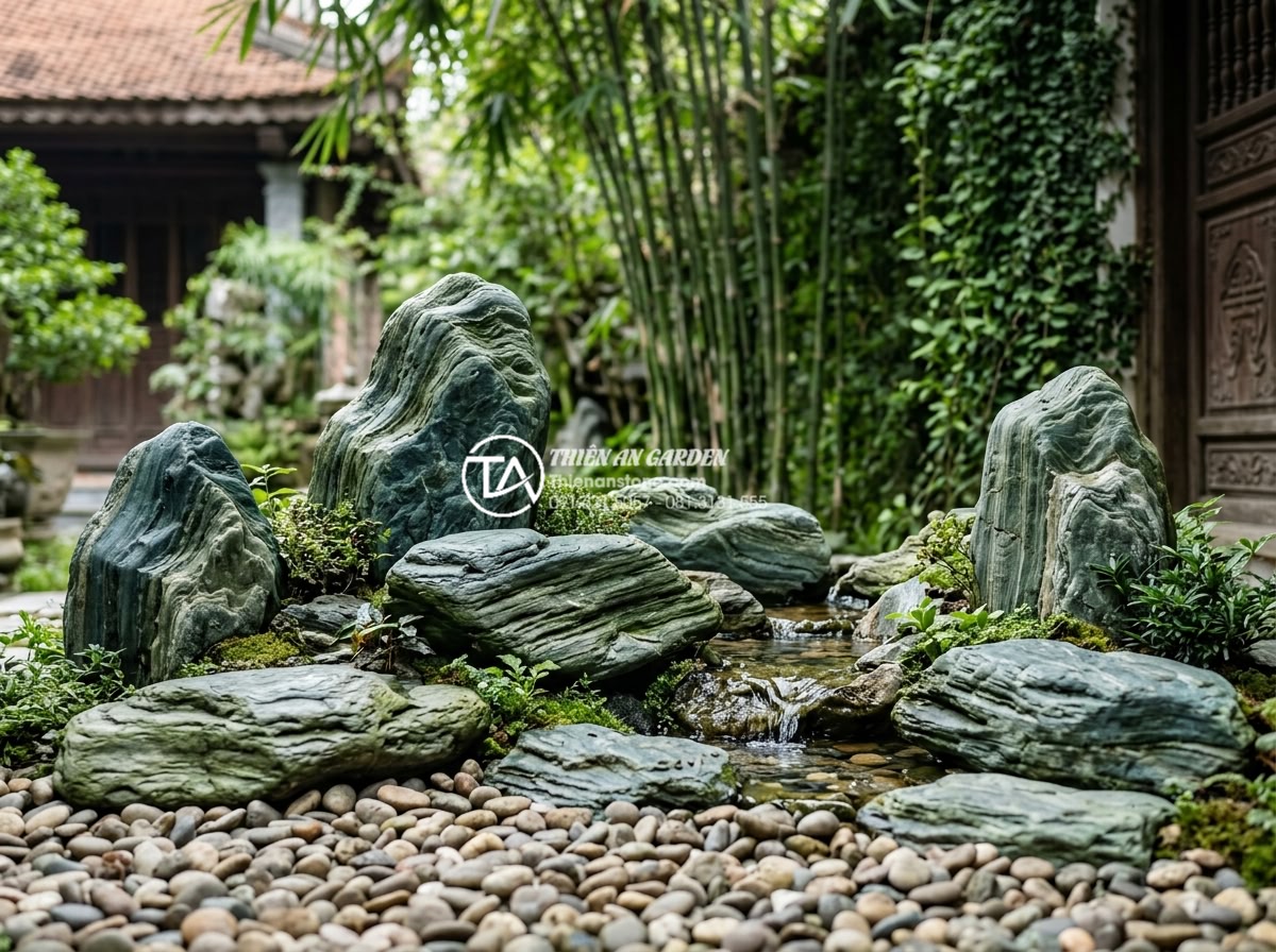 Tiểu Cảnh Sân Vườn - Hình 16 Tiểu Cảnh Sân Vườn - Garden miniature landscape demonstrating foreground midground background layerin
