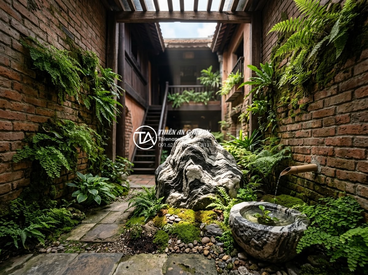 Tiểu Cảnh Sân Vườn - Hình 22 Tiểu Cảnh Sân Vườn - Small garden miniature landscape in narrow Vietnamese townhouse courtyard, singl