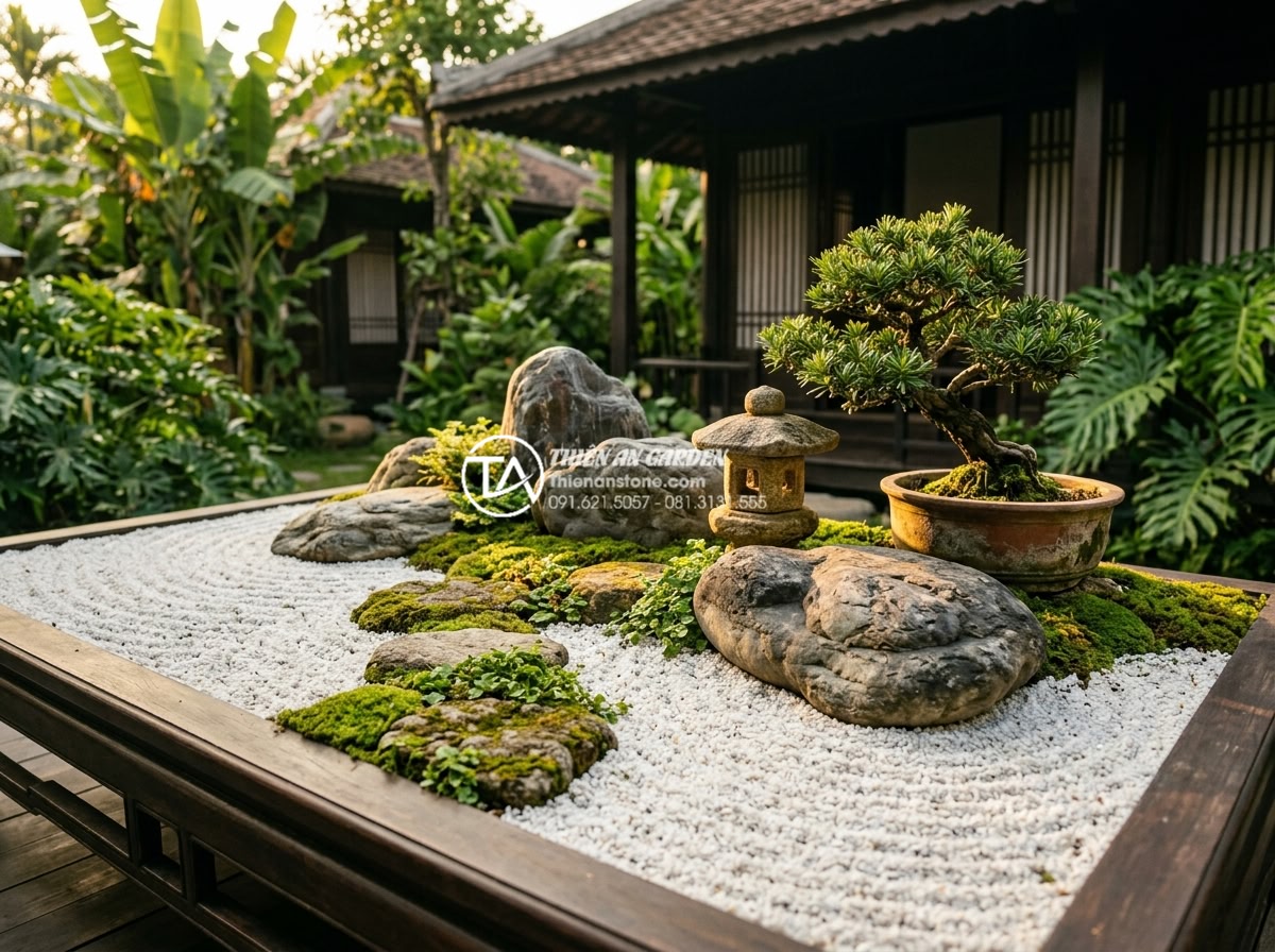 Tiểu Cảnh Sân Vườn - Hình 7 Tiểu Cảnh Sân Vườn - Japanese Zen inspired garden miniature in tropical Vietnamese climate, natural d