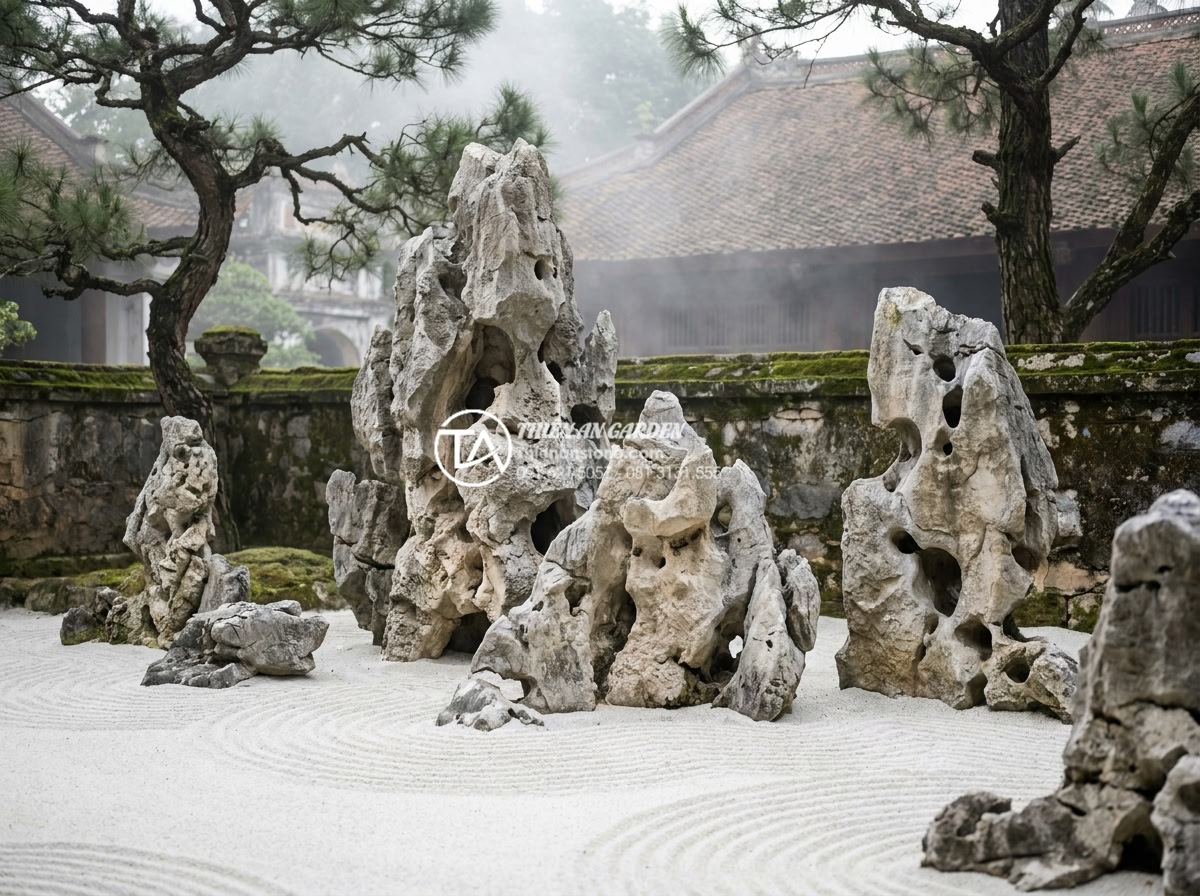 Tiểu Cảnh Thiền (Zen) - Traditional Japanese karesansui dry landscape zen garden at a temple, large weat