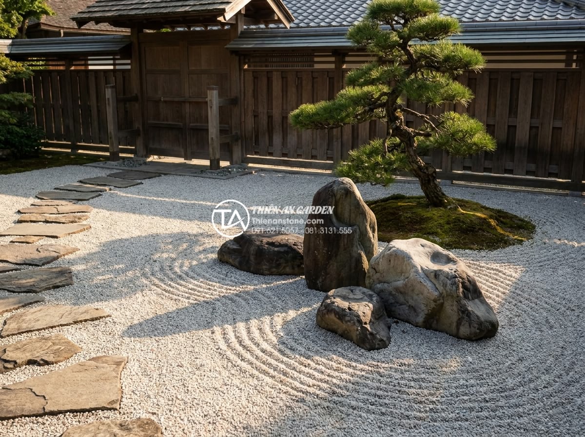 Tiểu Cảnh Thiền (Zen) - Simple yet elegant zen garden composition with three carefully selected natural 