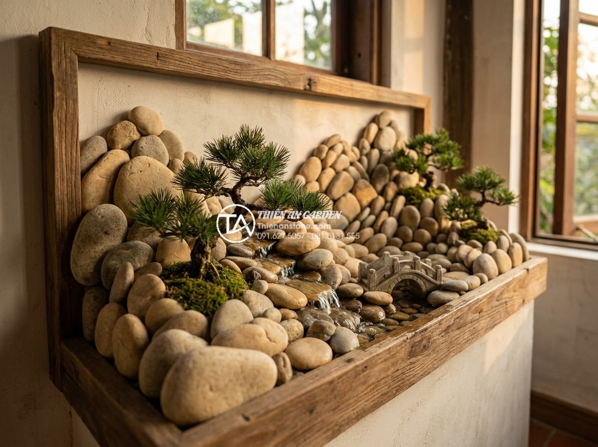 Tiểu Cảnh Vách Tường - Hình 10 Tiểu Cảnh Vách Tường - Classical Oriental sansui style wall-mounted mountain and water miniature landsc