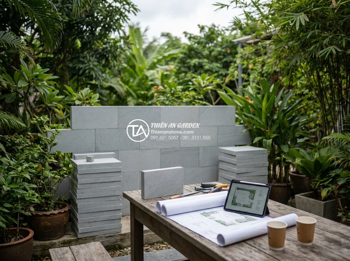 Tiểu Cảnh Vách Tường - Hình 35 Tiểu Cảnh Vách Tường - Professional consultation meeting between landscape designer and homeowner in fr
