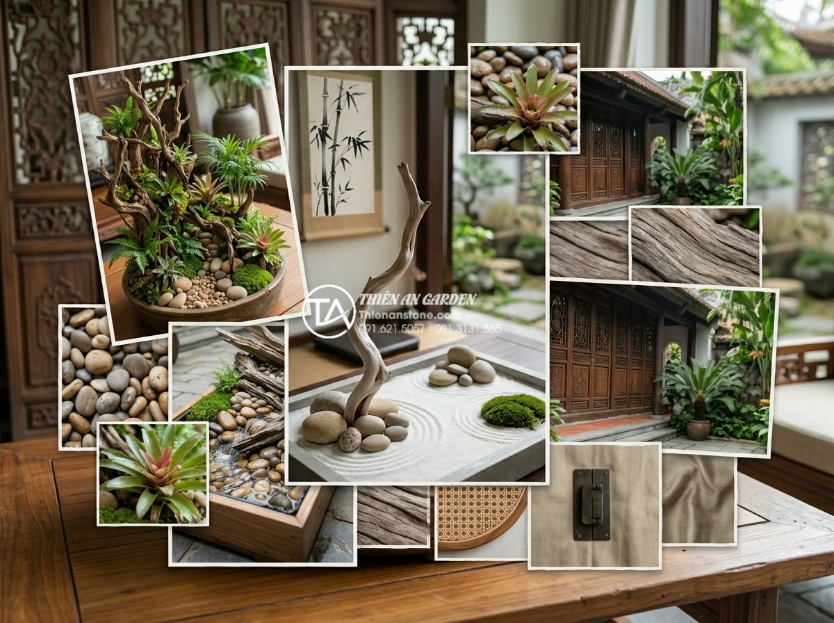 Hướng dẫn cách làm tiểu cảnh gỗ lũa mini chi tiết cho người mới - Inspirational collage of three unique mini driftwood landscape designs: tropical