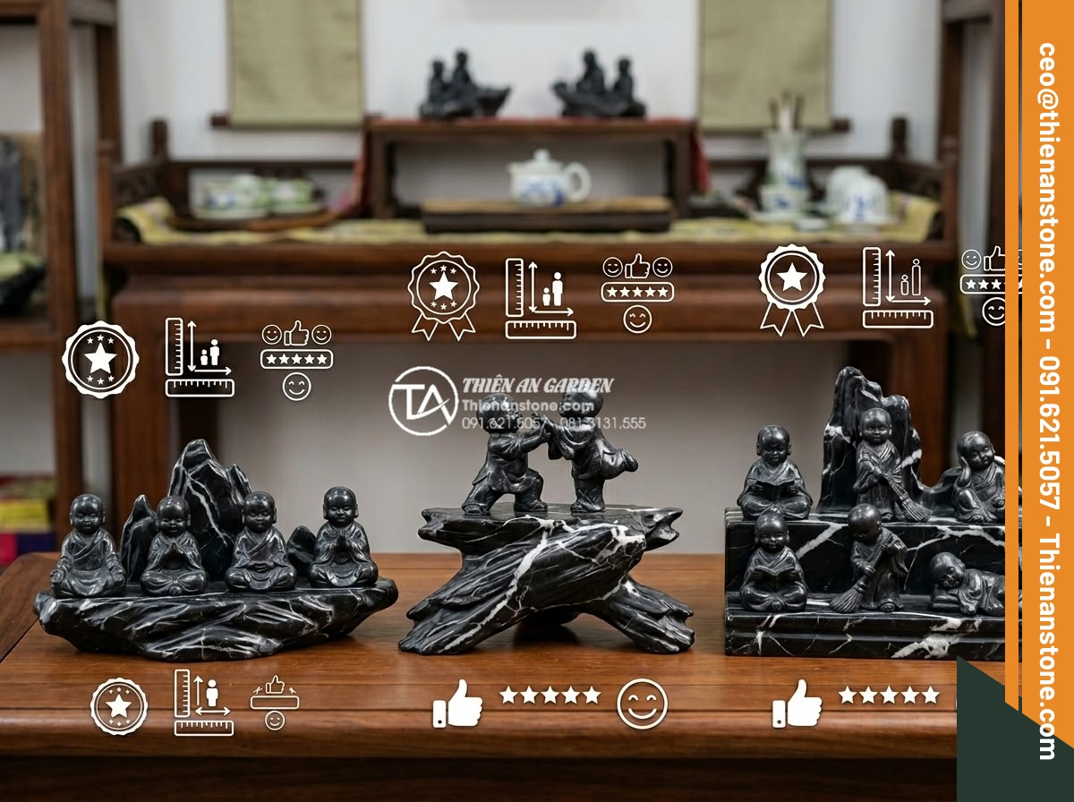 Review 5 bộ tiểu cảnh chú tiểu bán chạy nhất trên thị trường hiện nay - Professional buyer guide visual showing top-rated little monk miniature sets wit