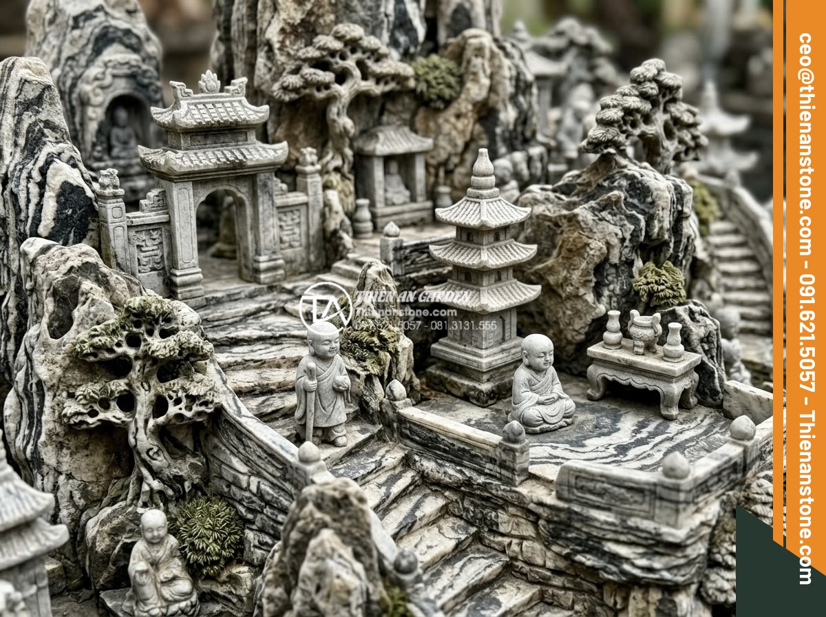 Review 5 bộ tiểu cảnh chú tiểu bán chạy nhất trên thị trường hiện nay - Historical recreation of ancient Asian stone carving little monk miniature scene