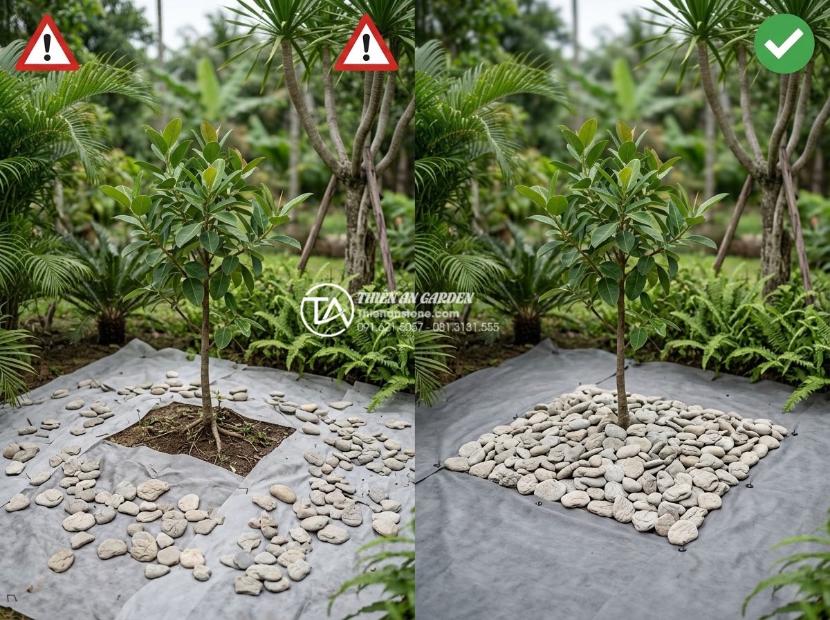 Tầm quan trọng của lớp vải địa kỹ thuật trong thi công tiểu cảnh gốc cây - Hình 10 Tầm quan trọng của lớp vải địa kỹ thuật trong thi công tiểu cảnh gốc cây - Common mistakes in geotextile installation for Vietnamese garden projects shown
