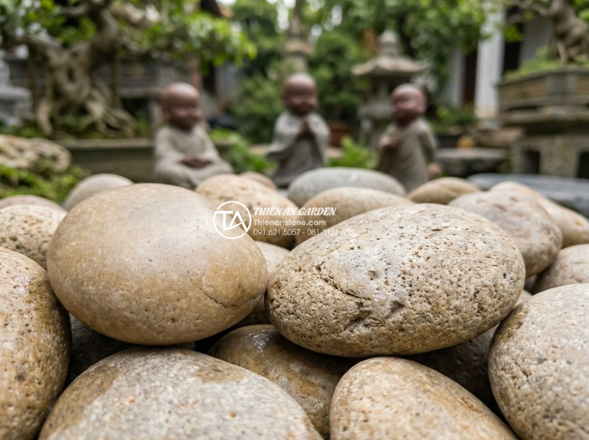 Tiểu cảnh chú tiểu tam không: Ý nghĩa sâu sắc về triết lý sống an nhiên - Hình 8 Tiểu cảnh chú tiểu tam không: Ý nghĩa sâu sắc về triết lý sống an nhiên - Close-up texture details of premium natural stones used in garden sculptures, sh