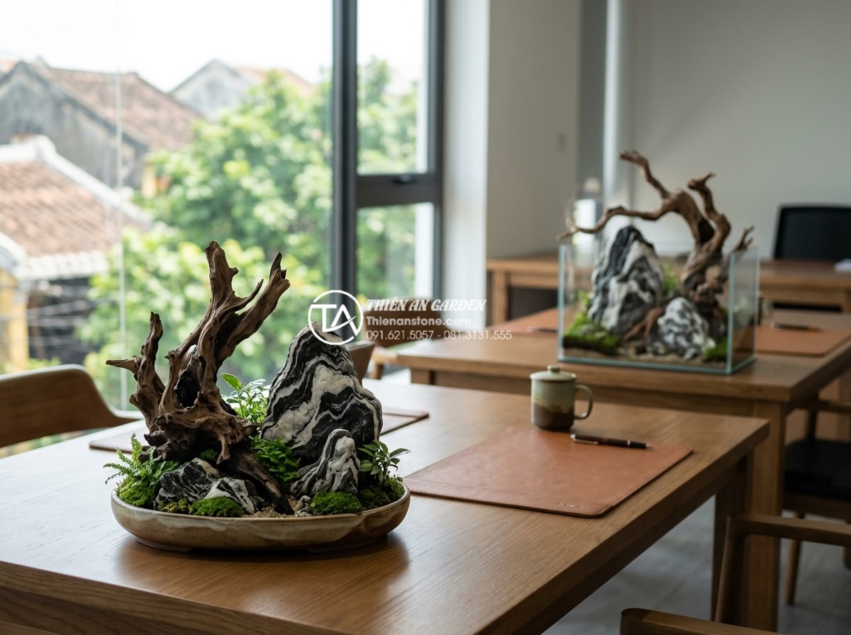 Top 10 mẫu tiểu cảnh gỗ lũa mini để bàn làm việc hợp phong thủy - Professional display of high-quality mini driftwood scenes from a reputable natu