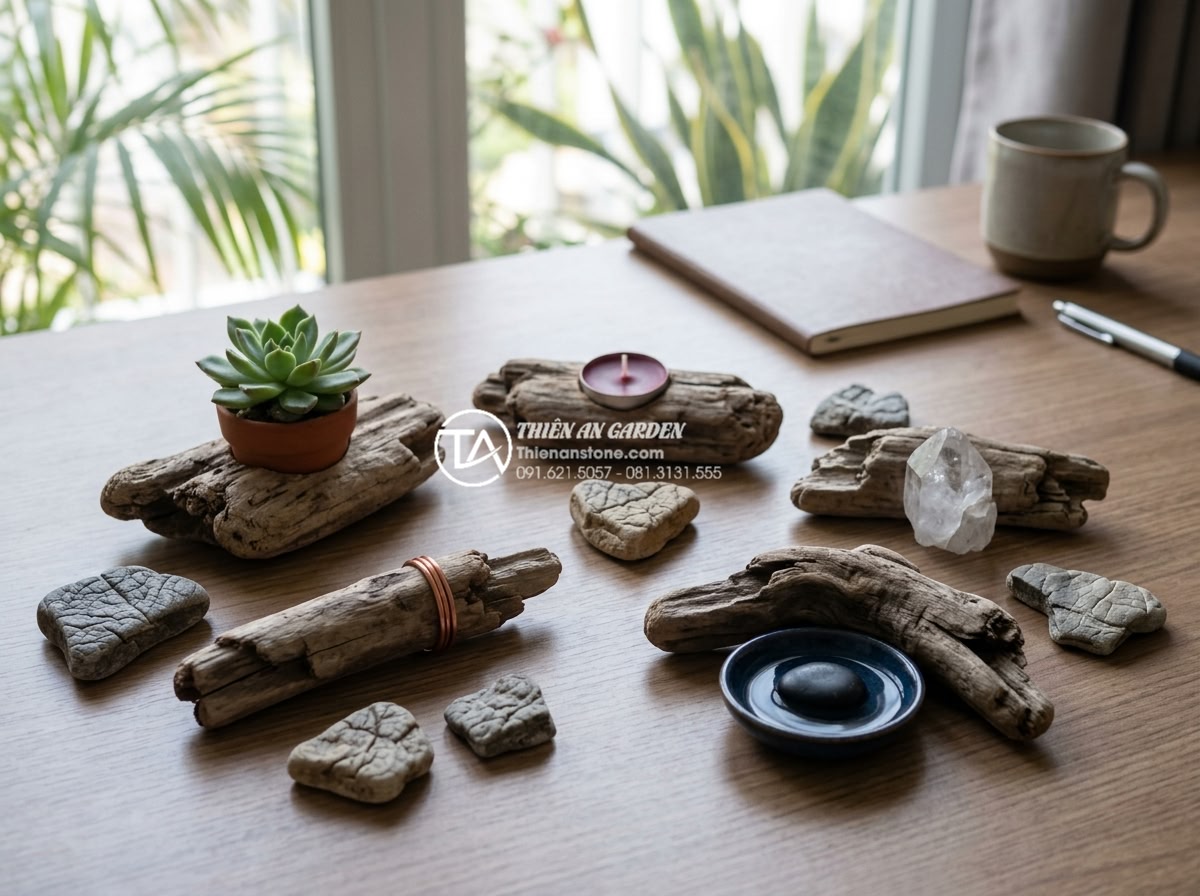 Top 10 mẫu tiểu cảnh gỗ lũa mini để bàn làm việc hợp phong thủy - Assortment of feng shui compatible driftwood mini decorations for different pers