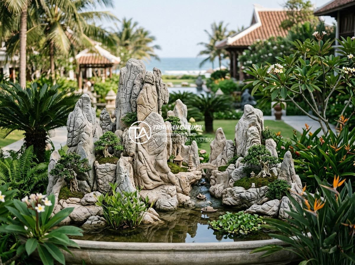 Tư vấn chọn đơn vị thi công tiểu cảnh đá mỹ nghệ uy tín tại Đà Nẵng - Hình 16 Tư vấn chọn đơn vị thi công tiểu cảnh đá mỹ nghệ uy tín tại Đà Nẵng - Showcase of Da Camh Thien An completed luxury stone art miniature landscapes in