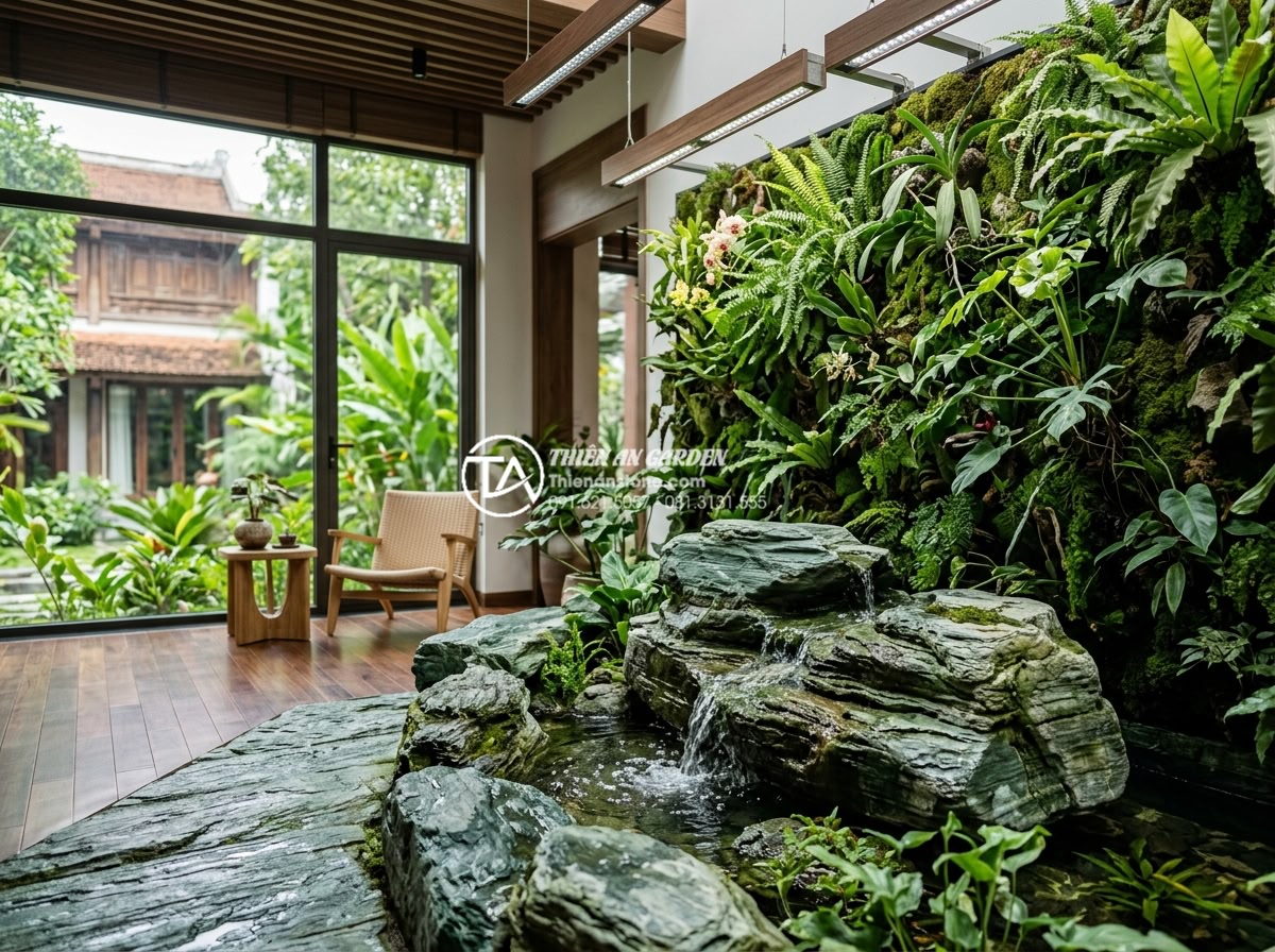 15+ Mẫu tiểu cảnh giếng trời trong nhà đẹp rước tài lộc và sinh khí - Visionary sustainable indoor garden design for future homes featuring living wal