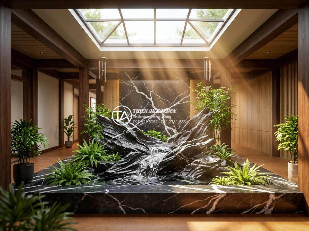 15+ Mẫu tiểu cảnh giếng trời trong nhà đẹp rước tài lộc và sinh khí - Architectural visualization of a perfectly balanced feng shui indoor skylight ga