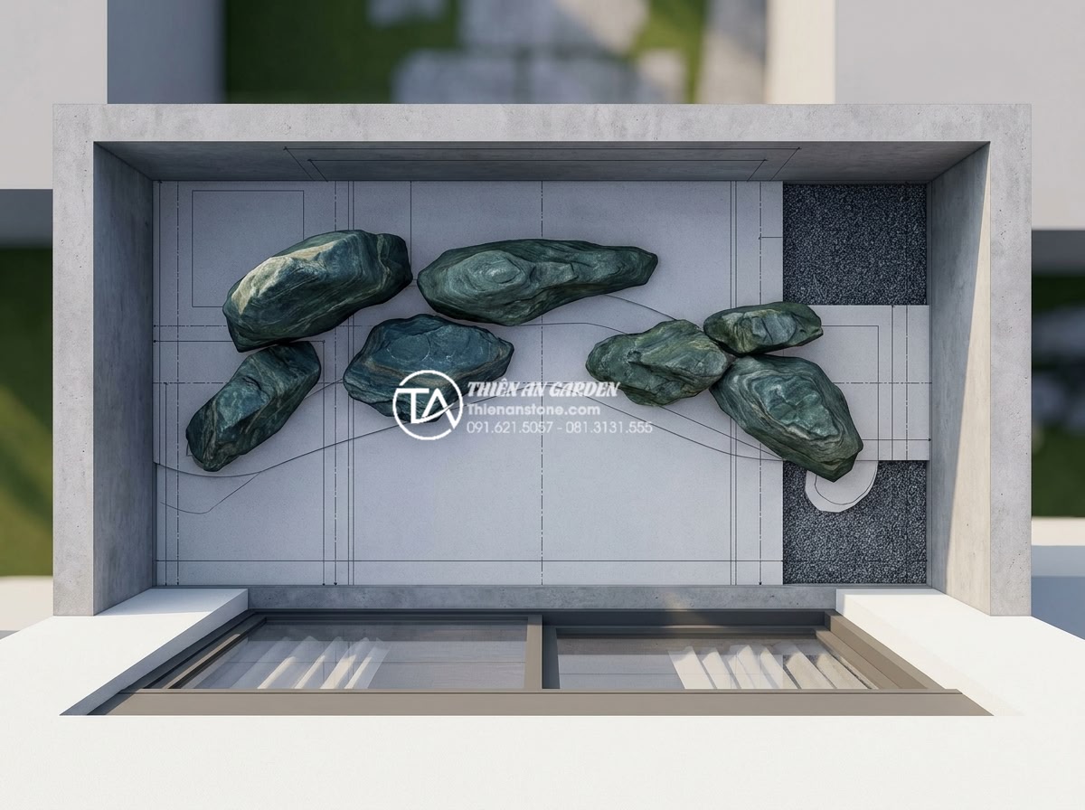 7 Sai lầm phổ biến khiến tiểu cảnh ban công nhanh hỏng và cách khắc phục - Complete professional 3D planning and execution of a detailed balcony stone land
