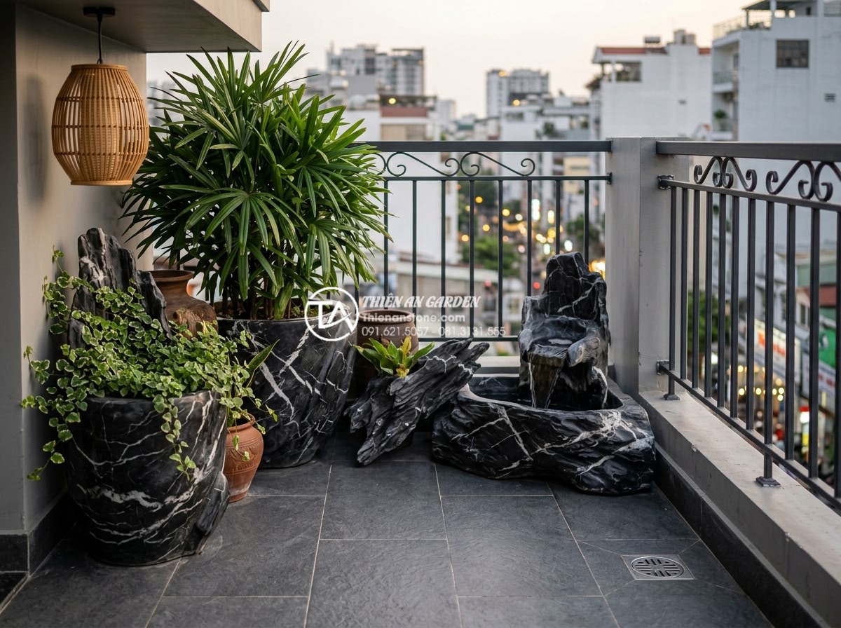 7 Sai lầm phổ biến khiến tiểu cảnh ban công nhanh hỏng và cách khắc phục - Comprehensive checklist and completed professional balcony mini scene following 