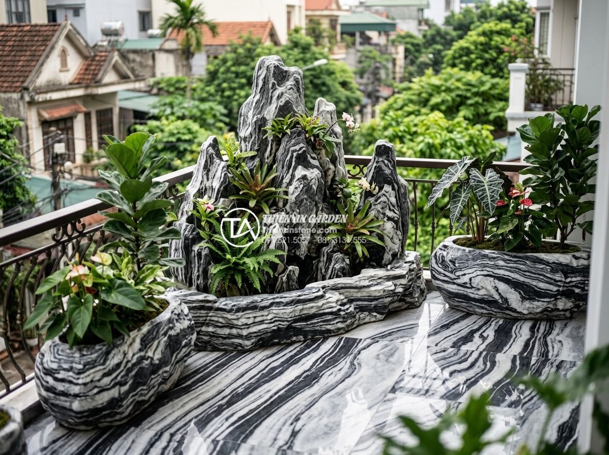 7 Sai lầm phổ biến khiến tiểu cảnh ban công nhanh hỏng và cách khắc phục - Professional installation of weather-resistant natural stone materials for balco