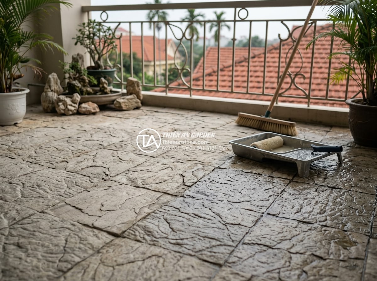 Bí quyết giữ cho đá trang trí ban công luôn sạch và không bị rêu mốc - Professional deep maintenance of natural stones on outdoor balcony including sea