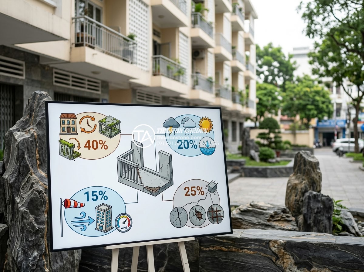 Cách tính toán trọng lượng đá trang trí để đảm bảo an toàn kết cấu ban công - Scientific chart displaying multiple factors affecting balcony load capacity suc