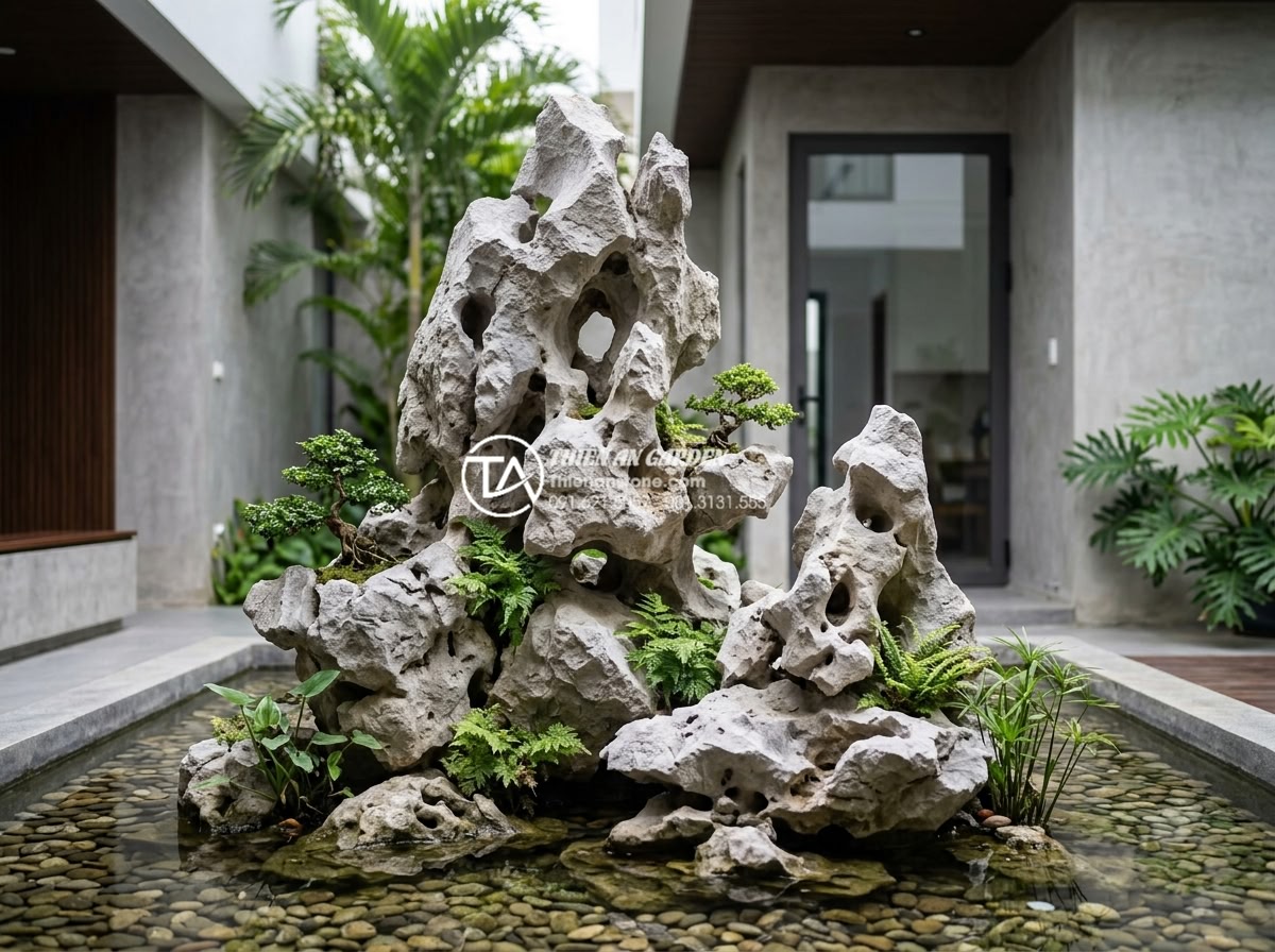 Giải pháp tiểu cảnh gầm cầu thang chung cư và nhà phố diện tích nhỏ - Hình 20 Giải pháp tiểu cảnh gầm cầu thang chung cư và nhà phố diện tích nhỏ - High-quality stone art installations by expert landscape team in modern home set