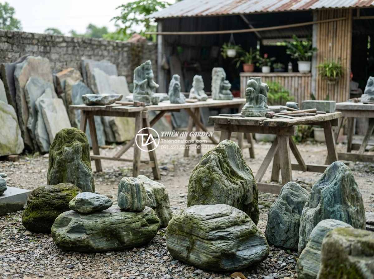 Lựa chọn đơn vị thiết kế thi công tiểu cảnh góc sân vườn uy tín - Hình 17 Lựa chọn đơn vị thiết kế thi công tiểu cảnh góc sân vườn uy tín - Professional stone yard and workshop of Da Canh Thien An company with high-quali