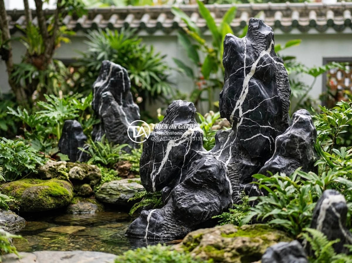 Lựa chọn đơn vị thiết kế thi công tiểu cảnh góc sân vườn uy tín - Hình 18 Lựa chọn đơn vị thiết kế thi công tiểu cảnh góc sân vườn uy tín - Completed luxury projects by Da Canh Thien An featuring elegant stone garden cor
