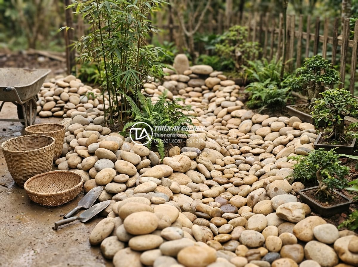Lựa chọn đơn vị thiết kế thi công tiểu cảnh góc sân vườn uy tín - Hình 5 Lựa chọn đơn vị thiết kế thi công tiểu cảnh góc sân vườn uy tín - Professional team of stone craftsmen carving and installing natural rocks in a g