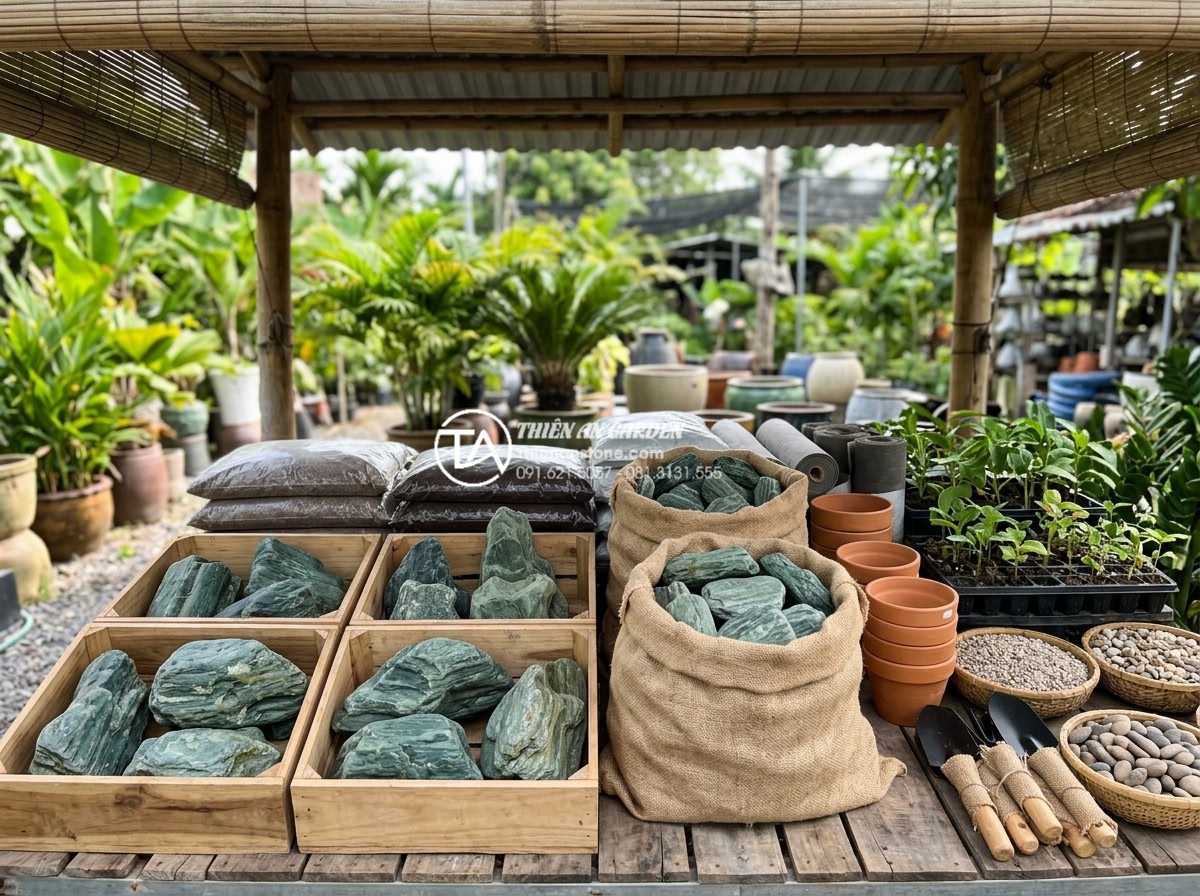Mẫu tiểu cảnh gầm cầu thang đơn giản dành cho gia chủ thích tự làm (DIY) - High-quality natural stones and gardening supplies packaged and ready for purcha