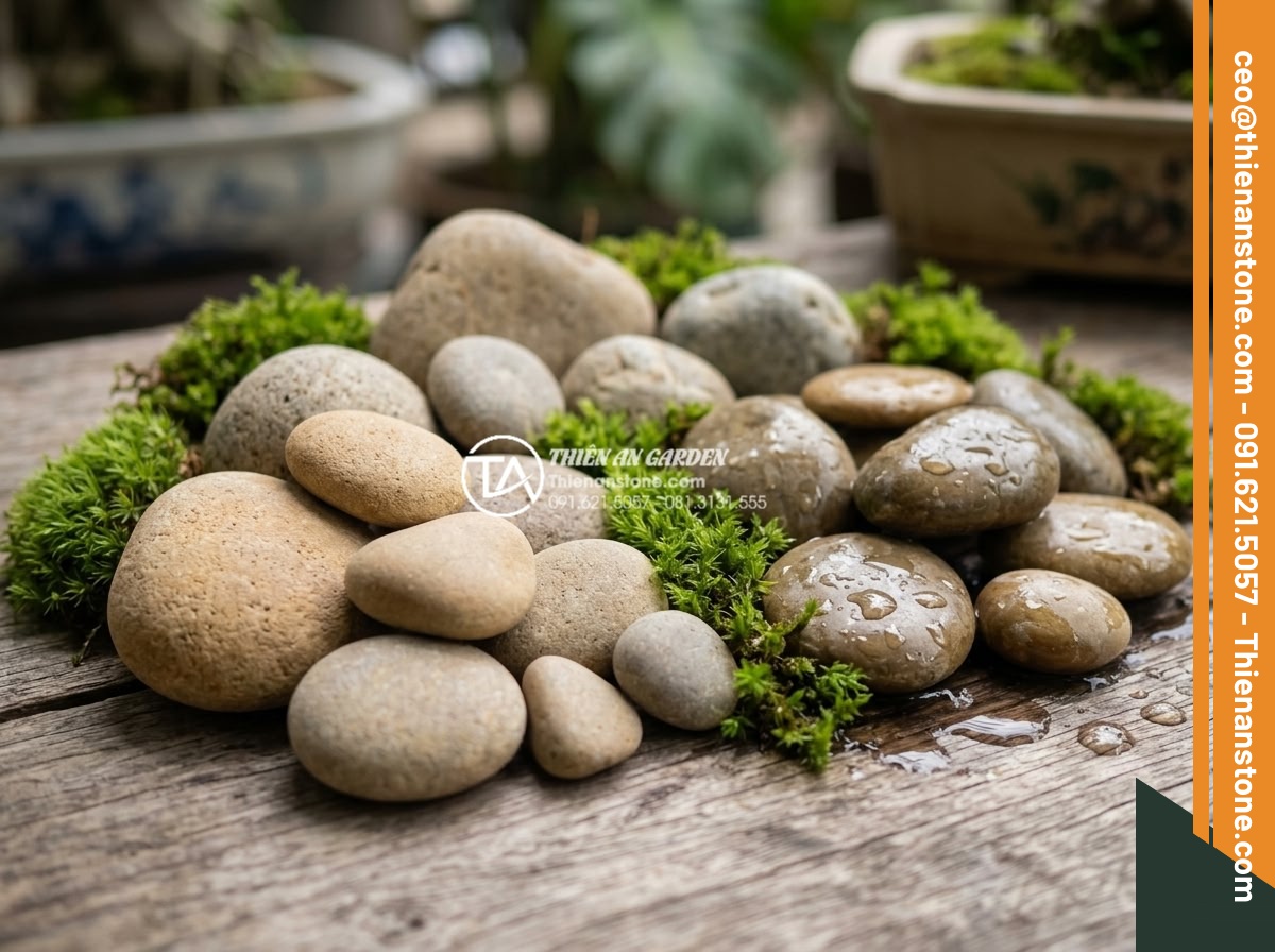 Tác dụng của tiểu cảnh đá tự nhiên trong việc điều hòa ion âm cho không gian nhà - Professional product photography showcasing variety of premium natural stones fo