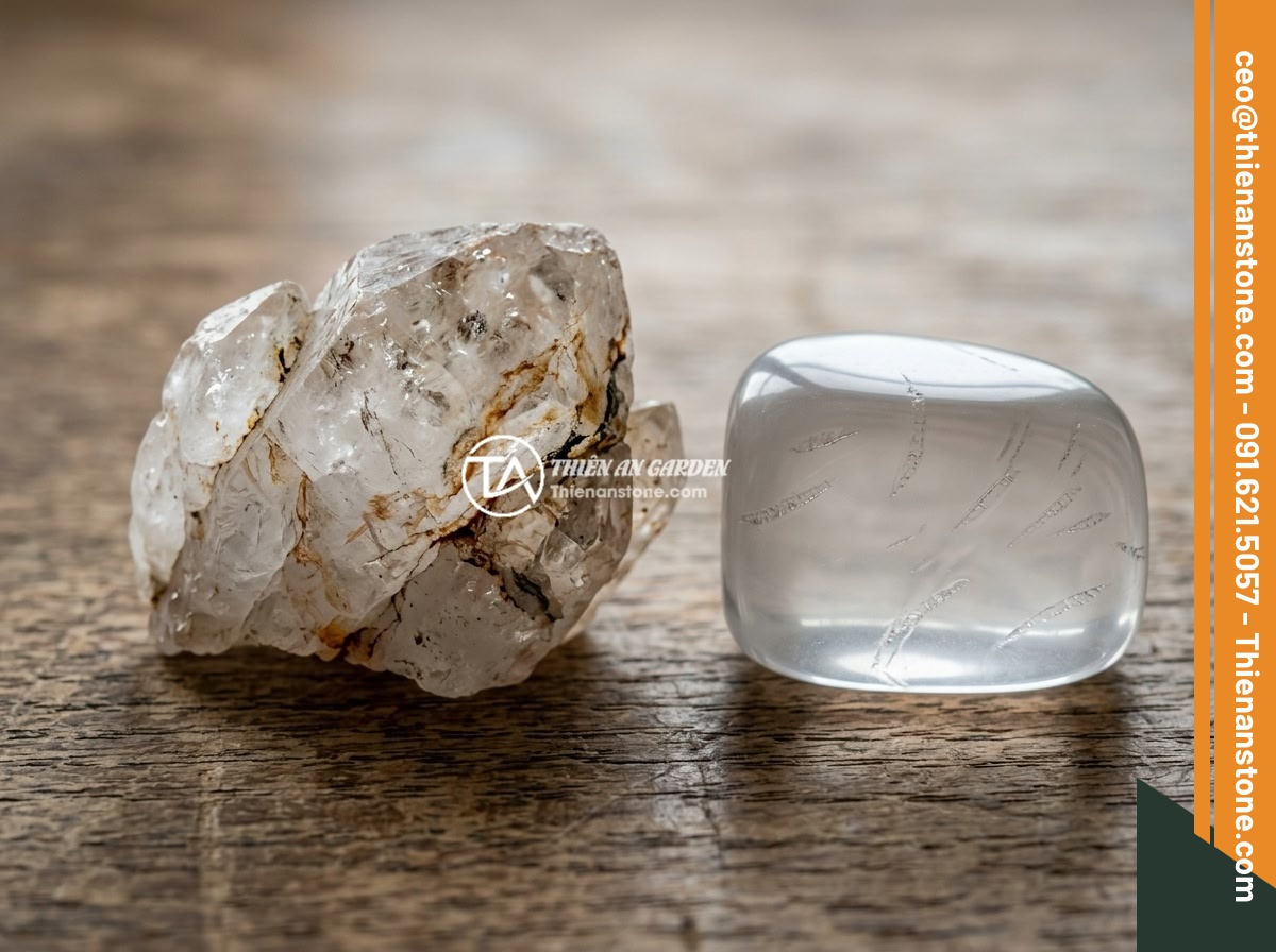 5 Lỗi Thường Gặp Khi Rải Đá Thạch Anh Vụn Dưới Nền Nhà Và Cách Khắc Phục - Close-up comparison of genuine natural quartz stones versus fake synthetic quart