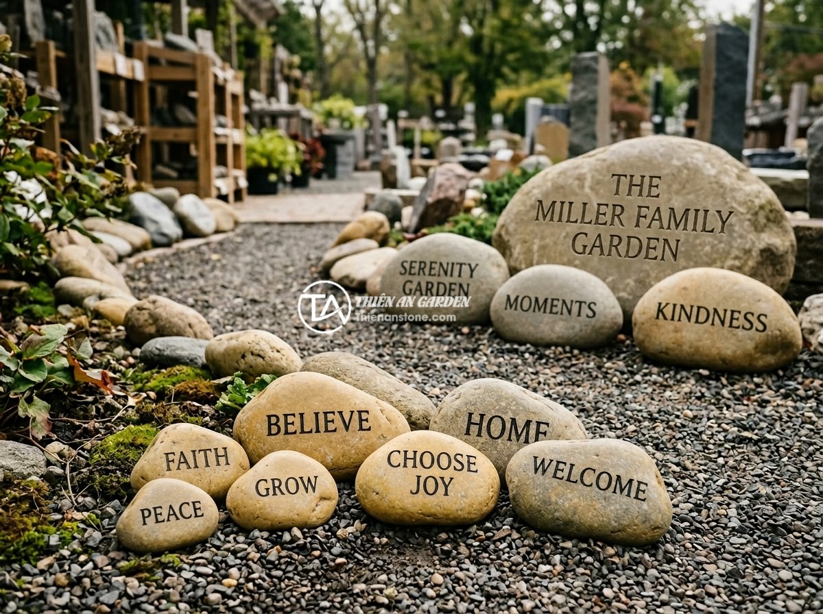 Bảng hiệu đá cuội vàng - Hình 11 Bảng hiệu đá cuội vàng - Collection of different sizes and shapes of yellow pebble stones arranged in a d