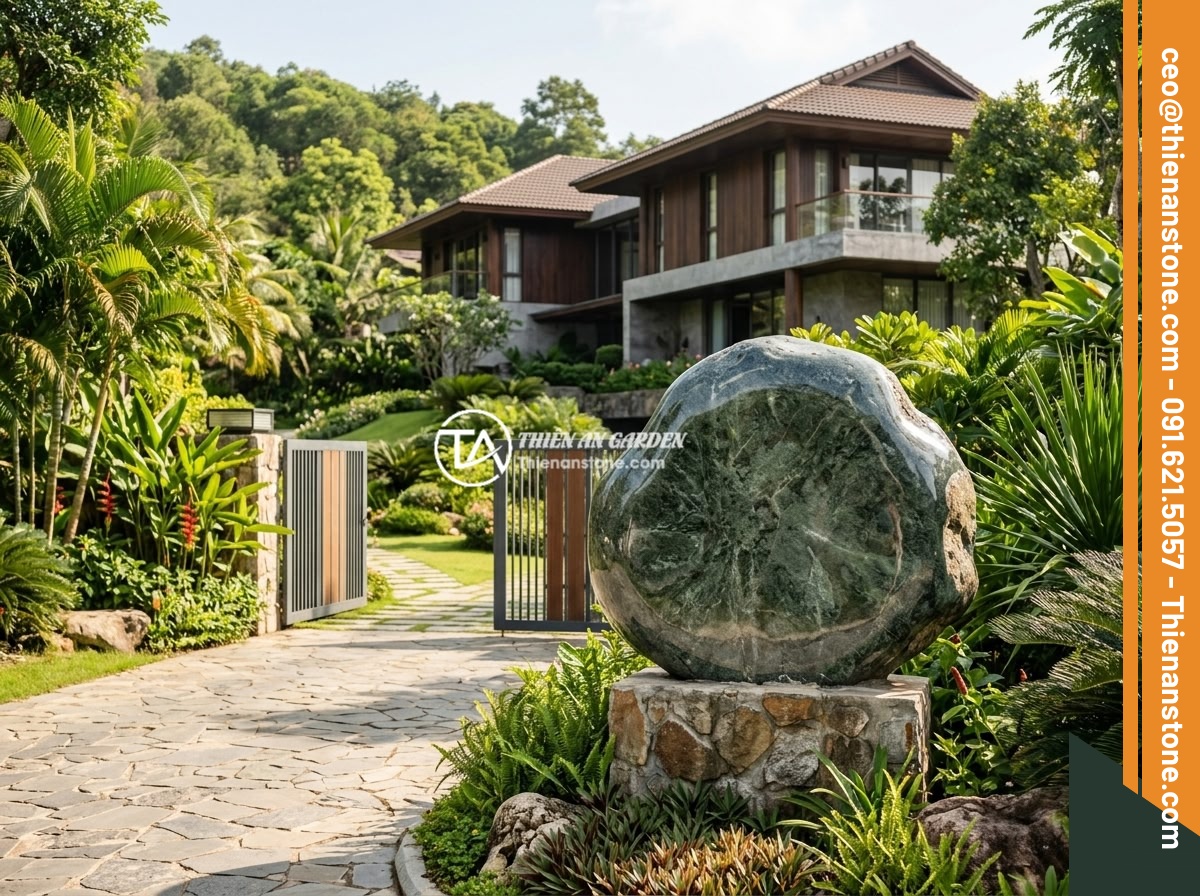Bảng hiệu đá cuội xanh