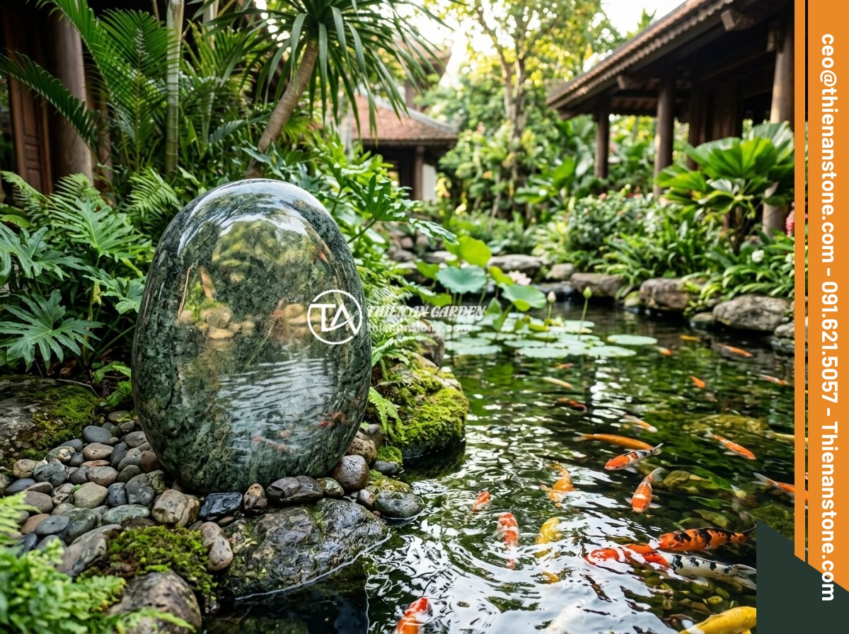 Bảng hiệu đá cuội xanh