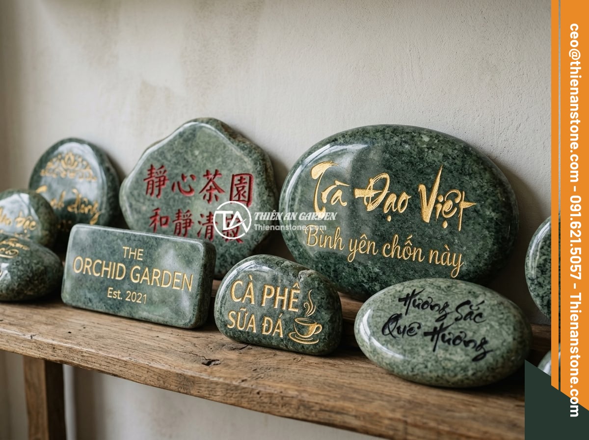 Bảng hiệu đá cuội xanh
